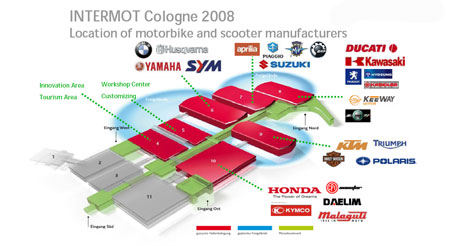 Piantina della fiera Intermot con segnati i preincipali espositori