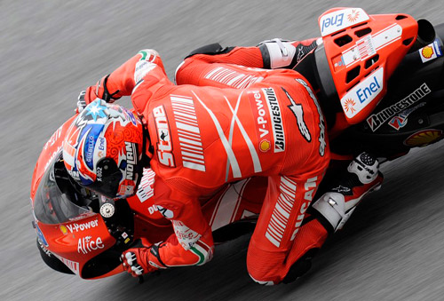 Casey Stoner durante i test del quatar