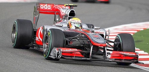 McLaren Formula One driver Lewis Hamilton of Britain leads the pack at the start of the Belgian F1 Grand Prix in Spa Francorchamps