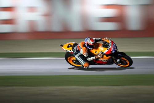 Casey Stoner of Australia races during t