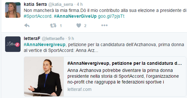 Hashtag annanevergiveup su Twitter